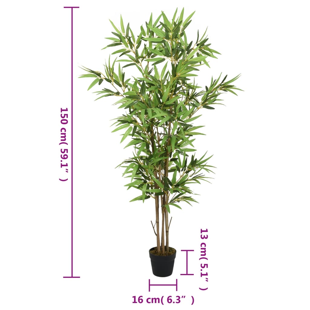 Artificial bamboo, with 828 leaves, 150 cm, green