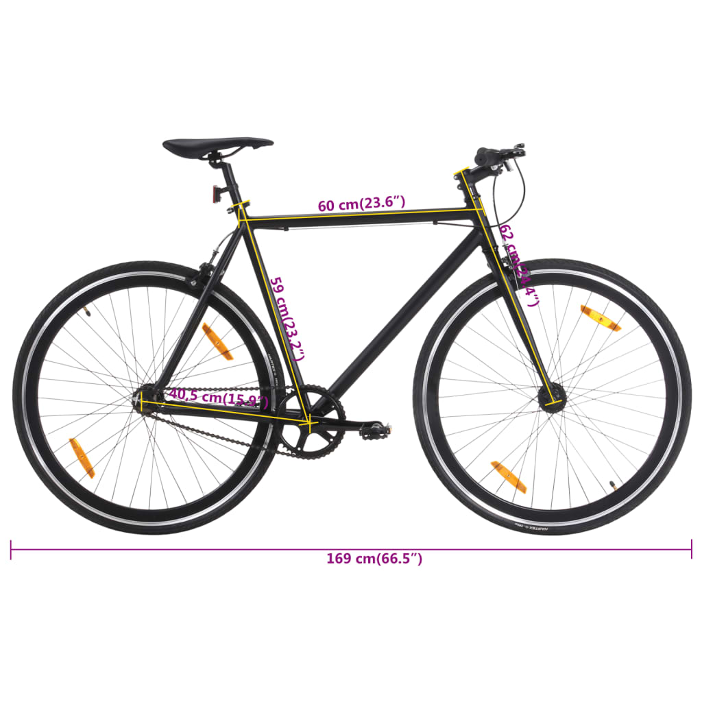 Single speed bicycle, black, 700C 59 cm