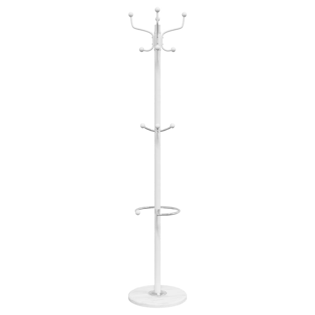 Clothes rack with umbrella holder, white, 180 cm, iron