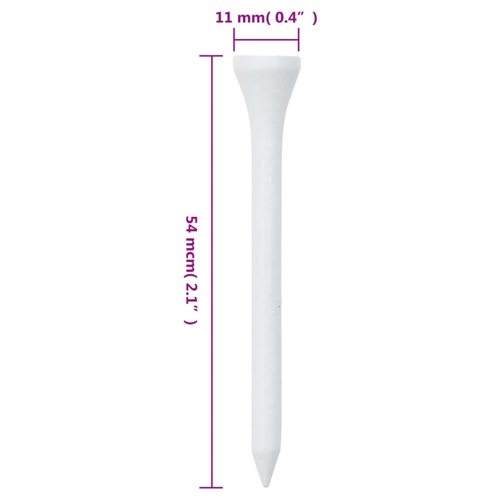 Golf tees 1000 pcs, white, 54 mm, bamboo