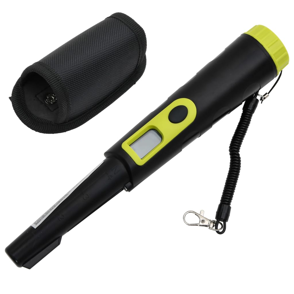 Pinpointer metal detector with LCD screen, black and yellow