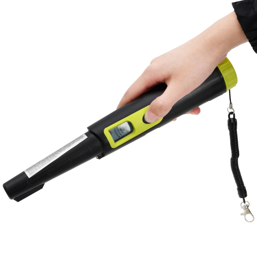 Pinpointer metal detector with LCD screen, black and yellow