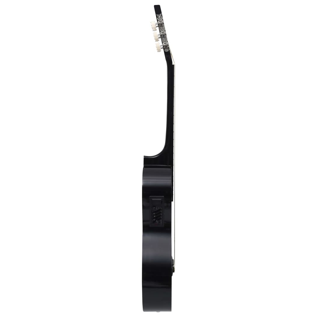 Western classical guitar with equalizer with 6 strings, black