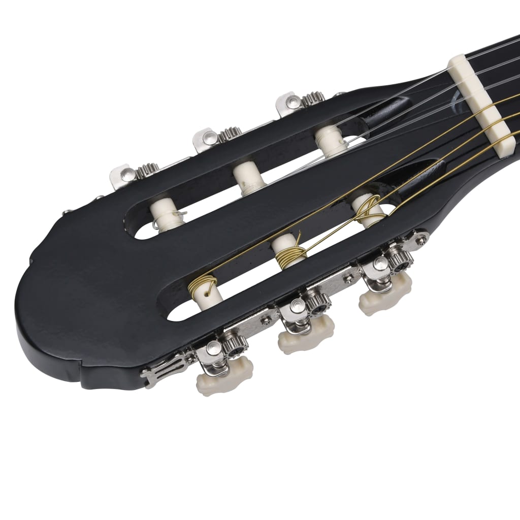 Western classical guitar with equalizer with 6 strings, black
