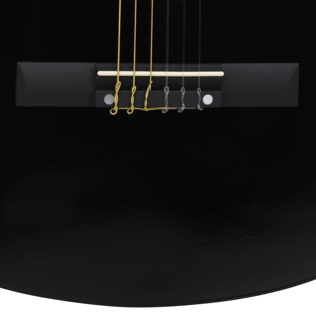 Western classical guitar with equalizer with 6 strings, black