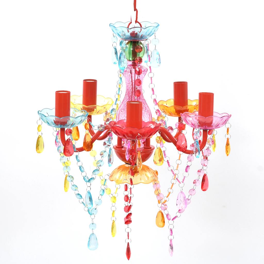 Multicolor chandelier with crystals for 5 bulbs
