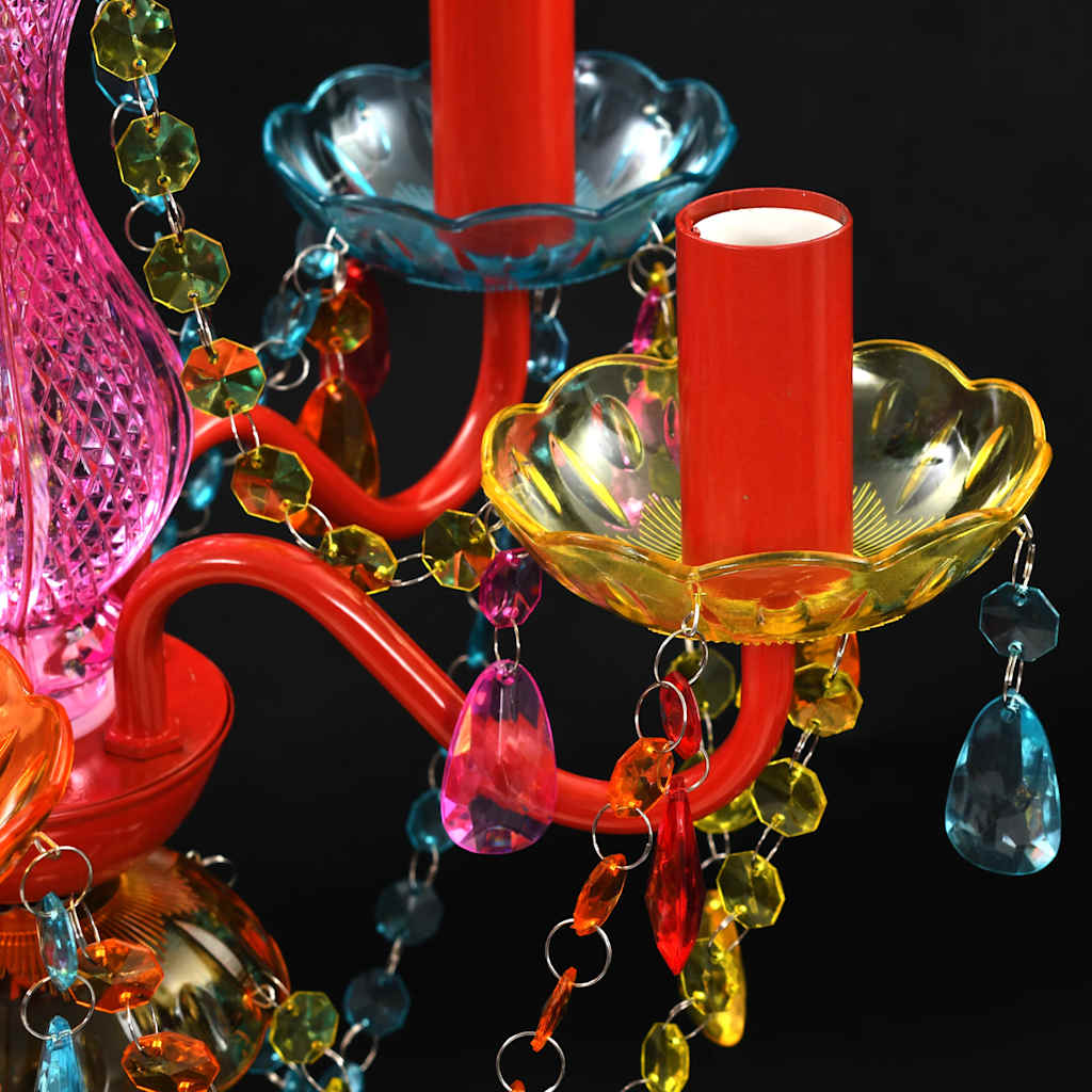 Multicolor chandelier with crystals for 5 bulbs