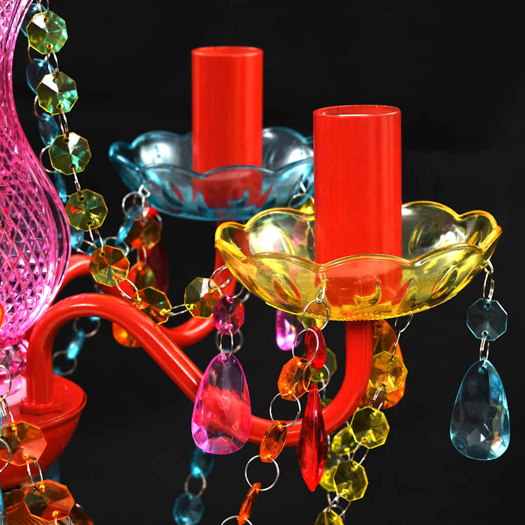 Multicolor chandelier with crystals for 5 bulbs