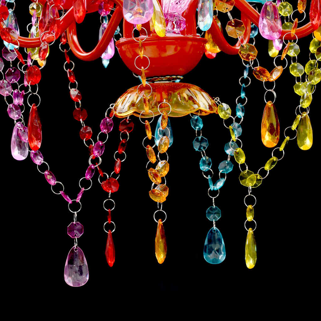 Multicolor chandelier with crystals for 5 bulbs