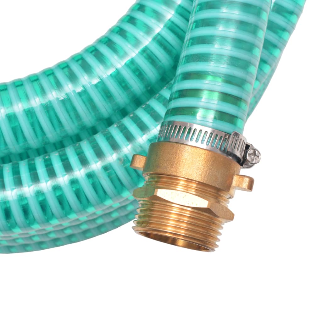 Suction hose with brass connections, 7 m, 25 mm, green