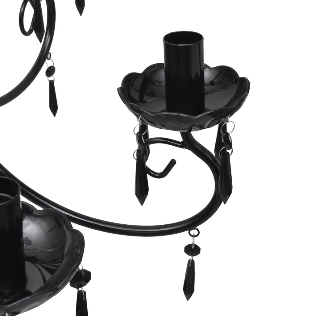 Elegant black crystal chandelier with 6 bulb sockets
