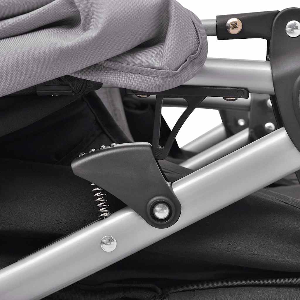 VidaXL twin stroller in steel, gray and black