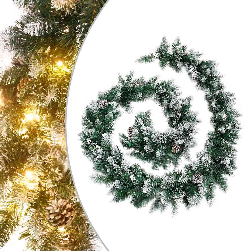 Christmas tree with LED lights, green, 2.7 m, PVC