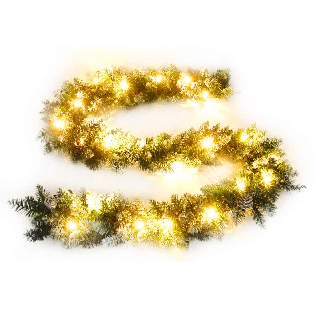 Christmas tree with LED lights, green, 2.7 m, PVC