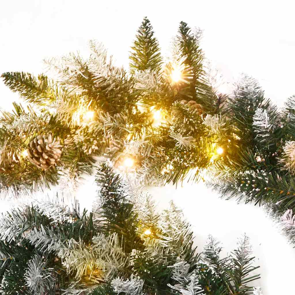 Christmas tree with LED lights, green, 2.7 m, PVC