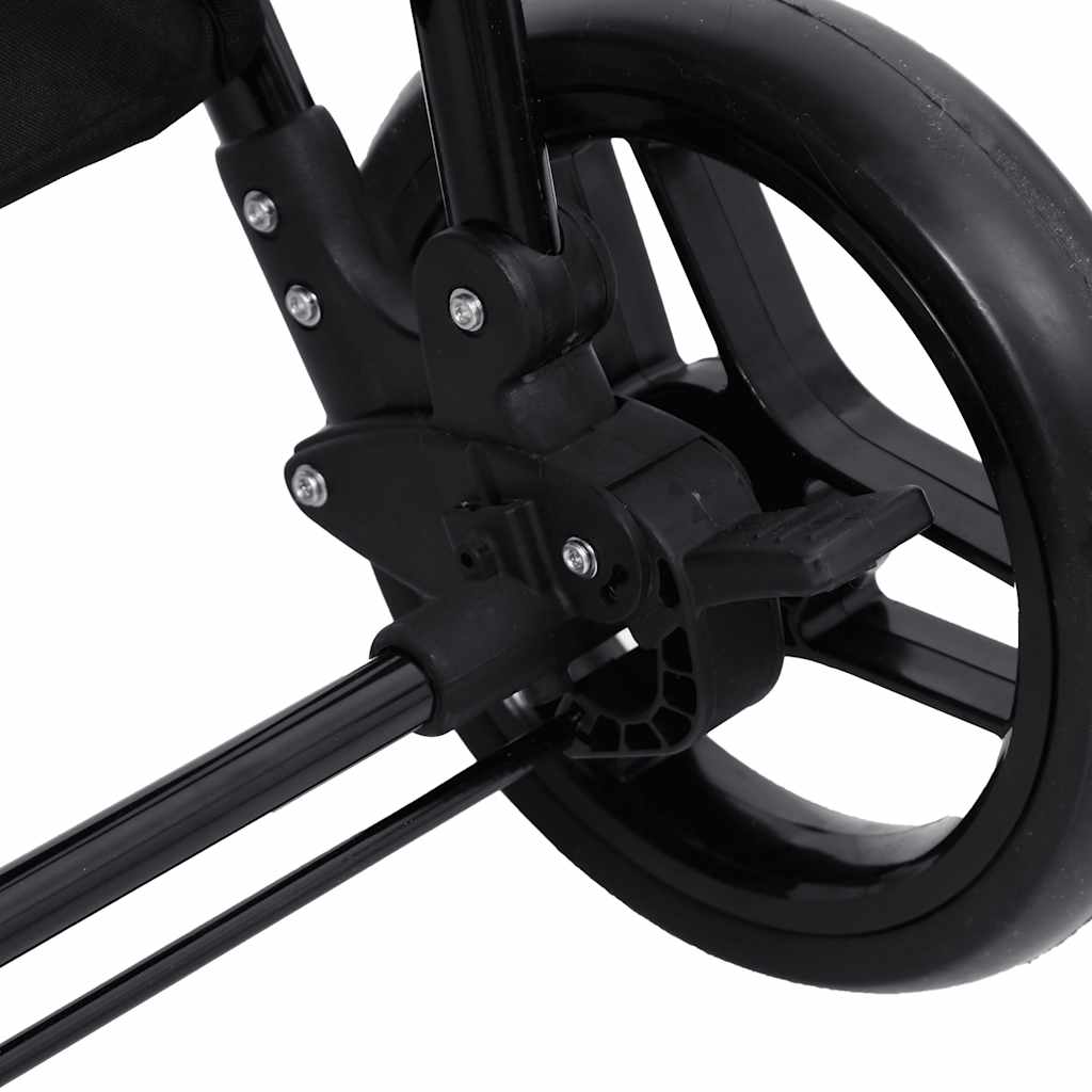 Three-in-one children's stroller, anthracite gray and black, steel