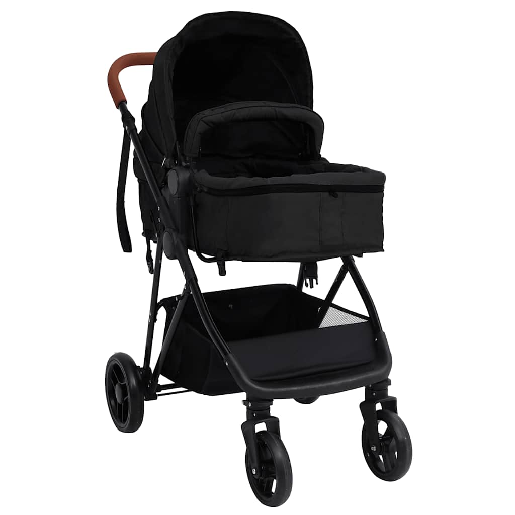 Three-in-one children's stroller, anthracite gray and black, steel