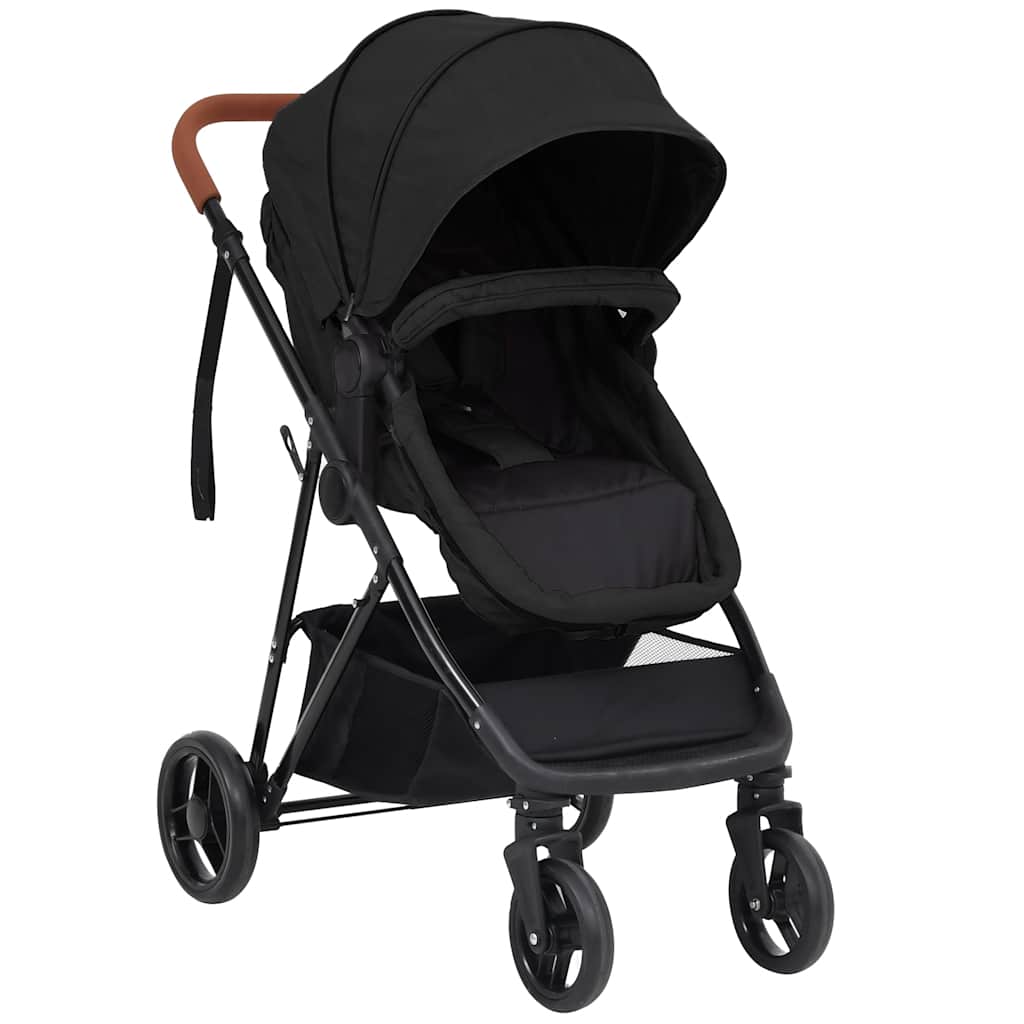 Three-in-one children's stroller, anthracite gray and black, steel