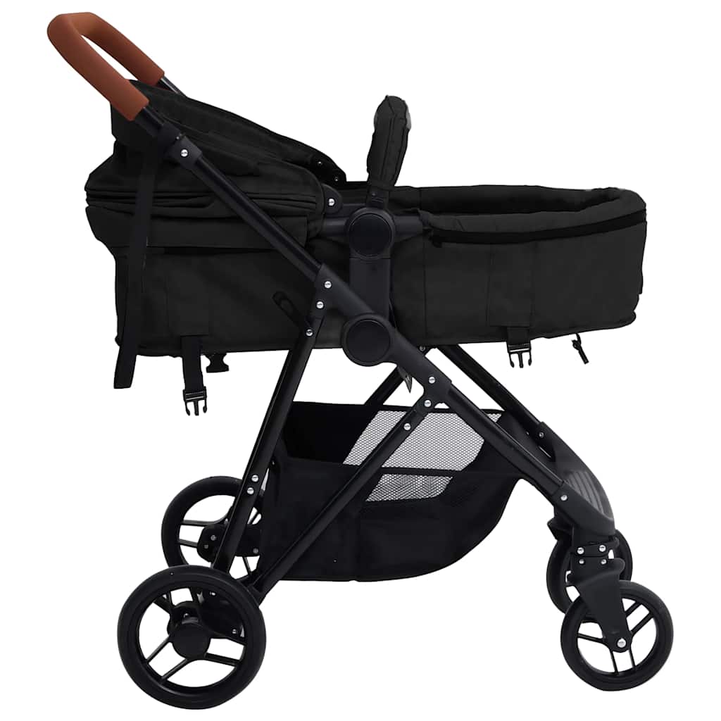 Three-in-one children's stroller, anthracite gray and black, steel