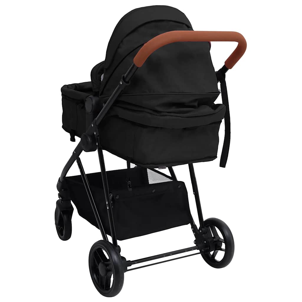 Three-in-one children's stroller, anthracite gray and black, steel