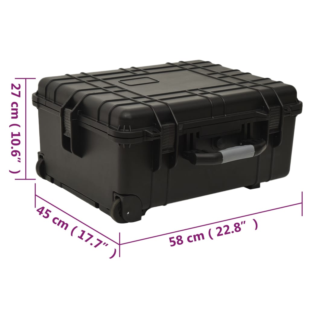 Portable transport case, black, 58 x 45 x 27 cm, PP