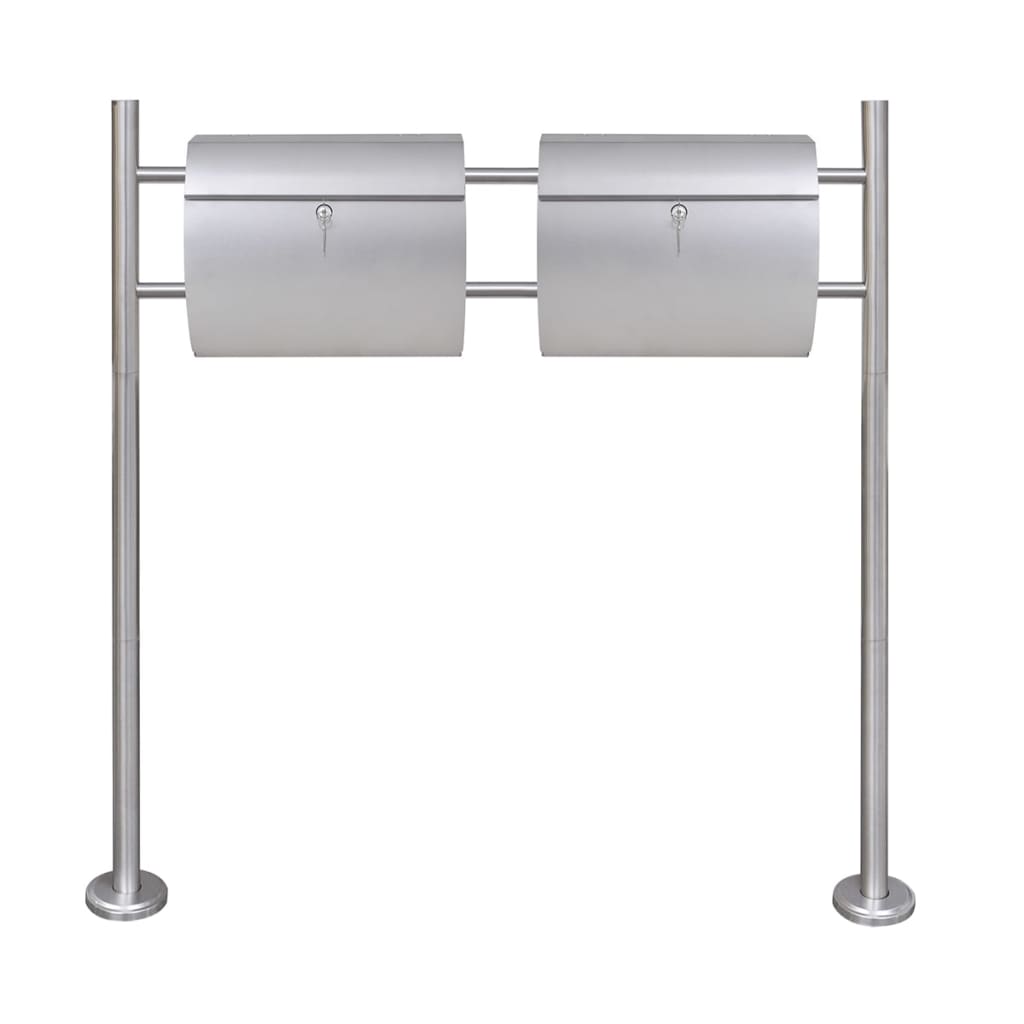Two mailboxes on the base, stainless steel