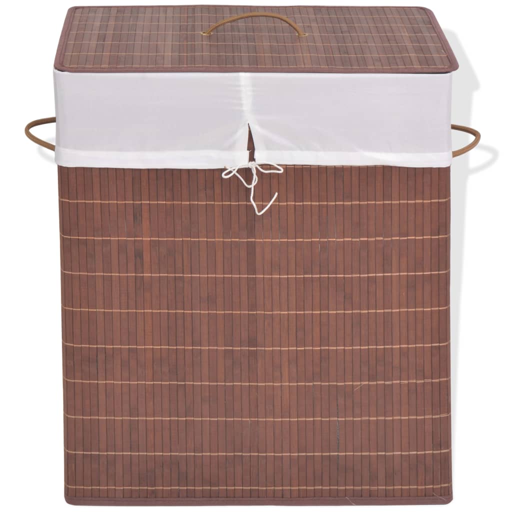 Bamboo laundry basket, rectangular, brown
