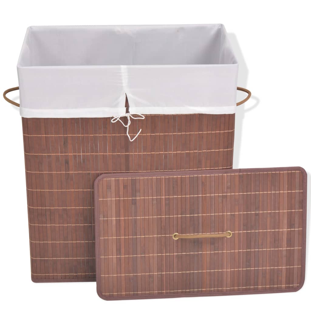 Bamboo laundry basket, rectangular, brown