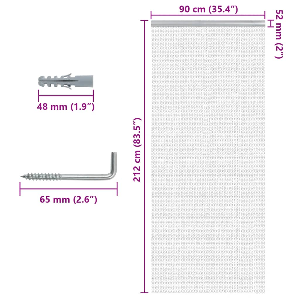 Chain insect net for the door, 90x212 cm, aluminum