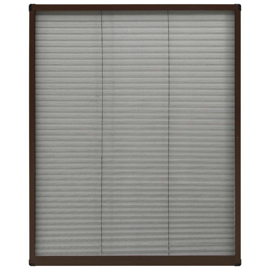 Pleated insect net for the window, aluminum, brown 60 x 80 cm
