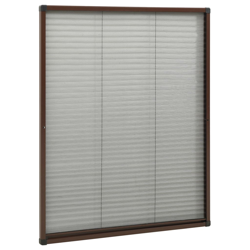 Pleated insect net for the window, aluminum, brown 60 x 80 cm