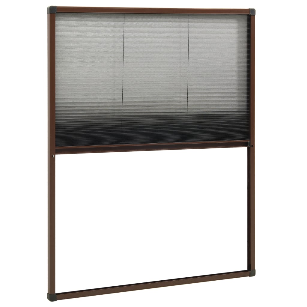 Pleated insect net for the window, aluminum, brown 60 x 80 cm