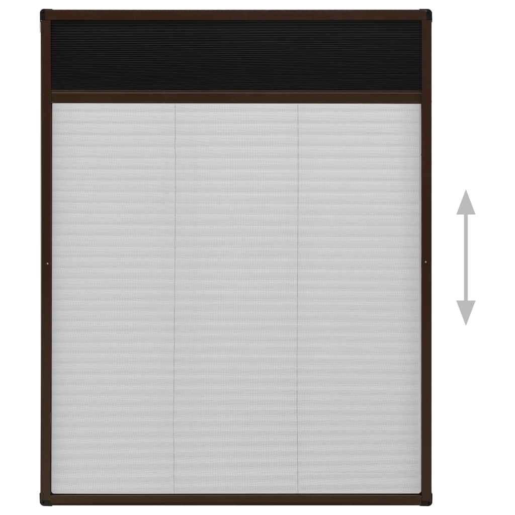 Pleated insect net for the window, aluminum, brown 60 x 80 cm