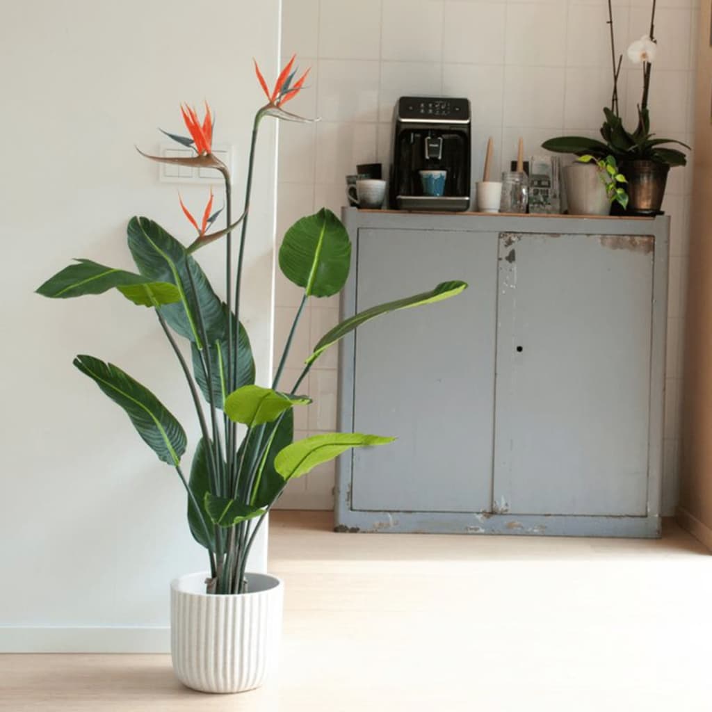 Emerald artificial plant Strelitzia in a pot, with flowers, 120 cm