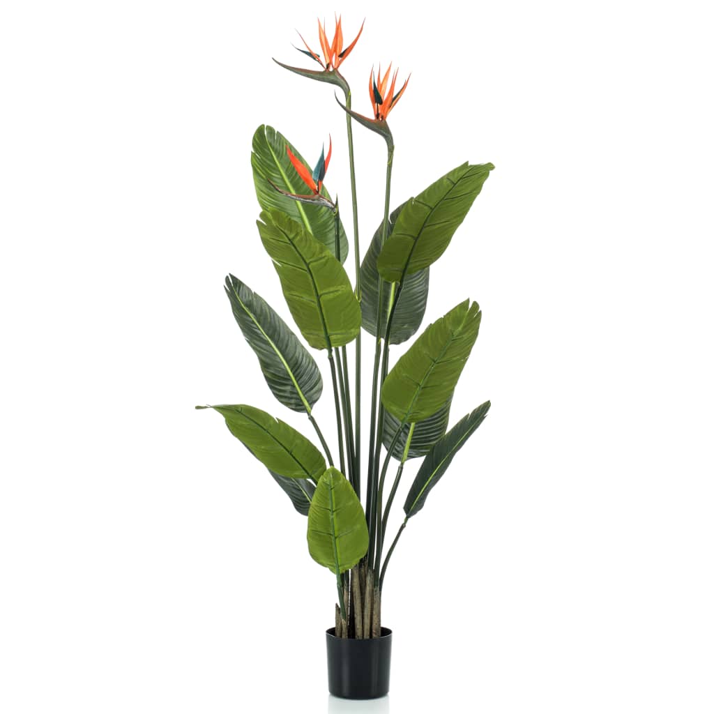 Emerald artificial plant Strelitzia in a pot, with flowers, 120 cm