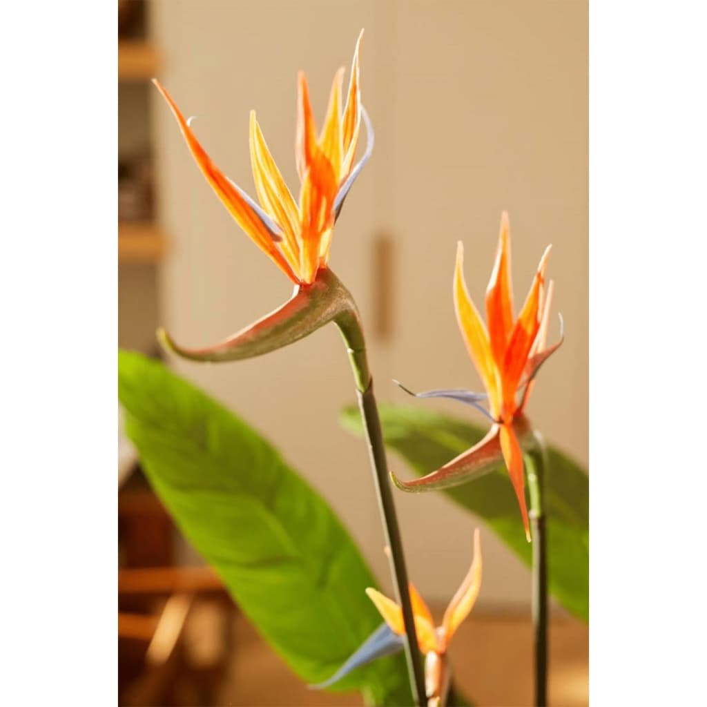 Emerald artificial plant Strelitzia in a pot, with flowers, 120 cm