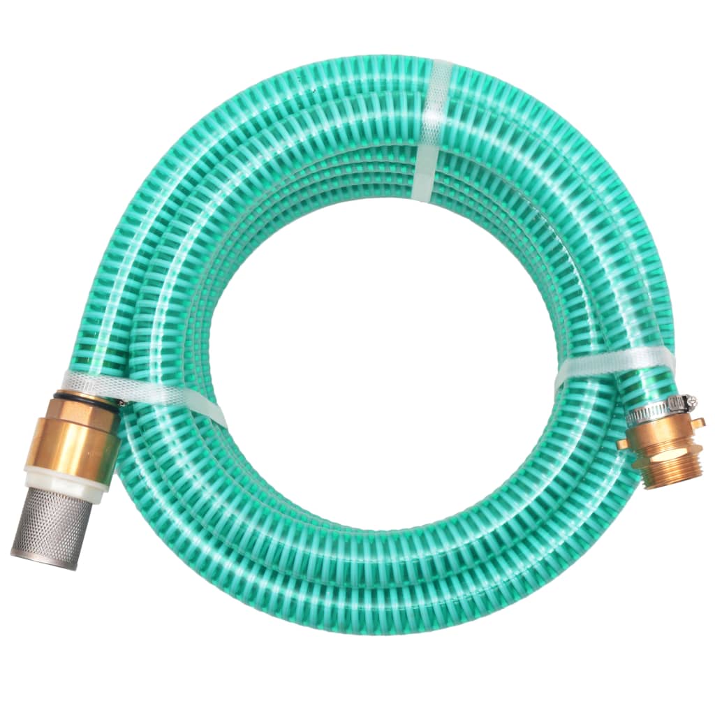 Suction hose with brass connections, 10 m, 25 mm, green