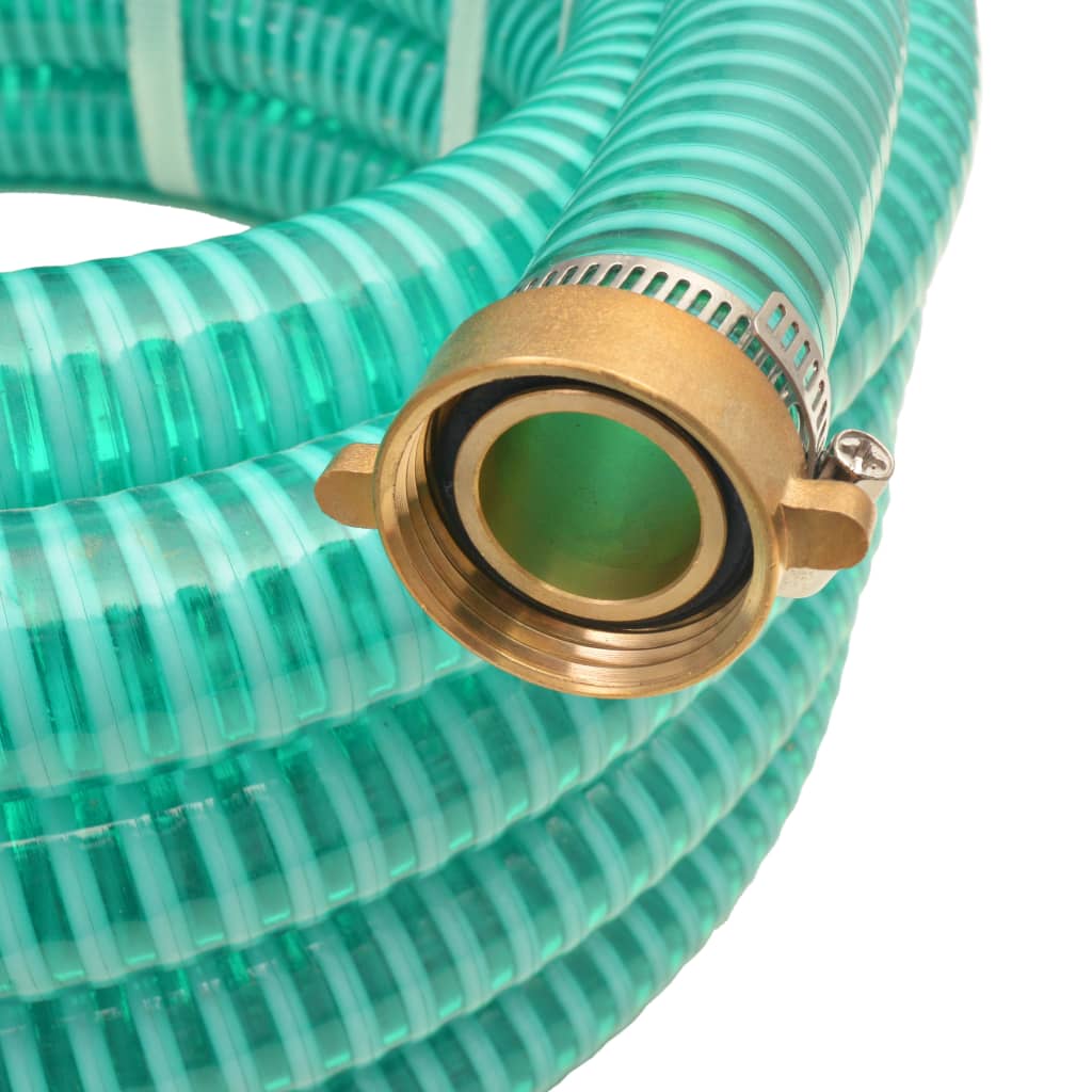 Suction hose with brass connections, 10 m, 25 mm, green