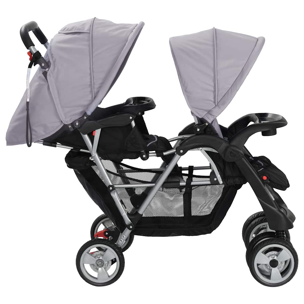 Tandem trolley in steel, gray and black