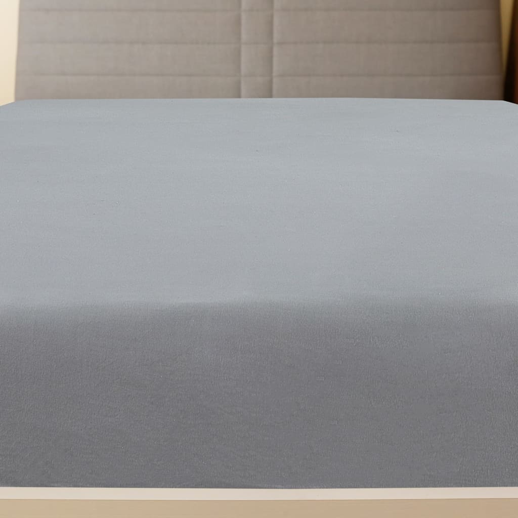 Bed sheet with elastic, gray, 90 x 200 cm, cotton