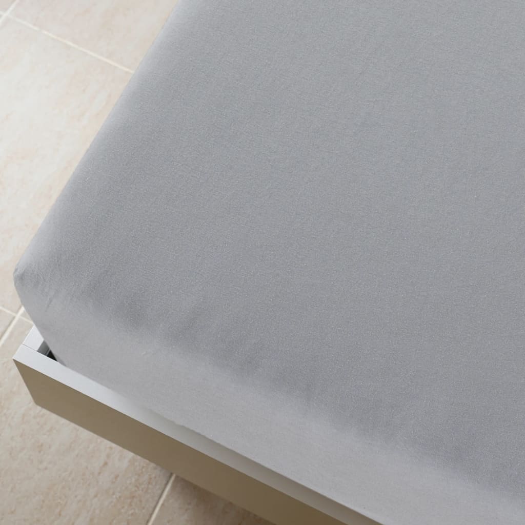 Bed sheet with elastic, gray, 90 x 200 cm, cotton
