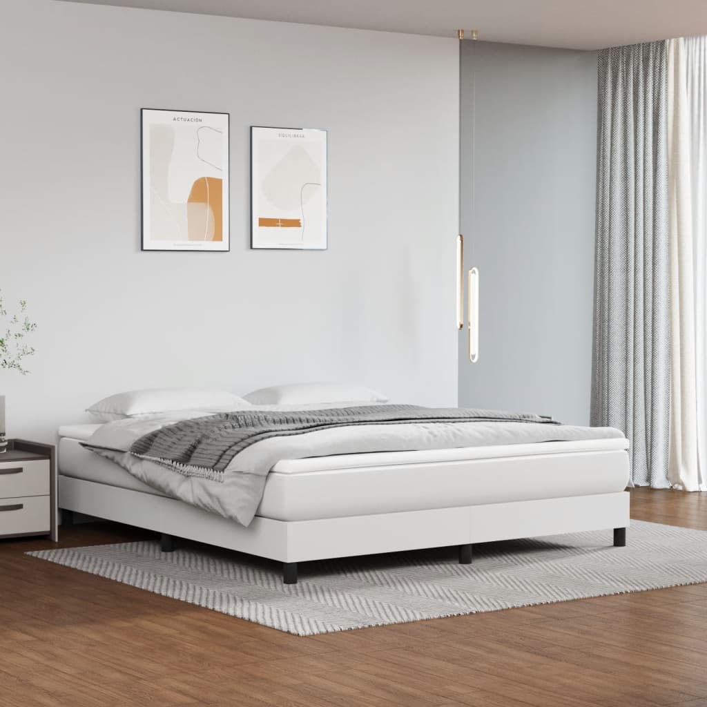 Spring mattress, white, 160x200x20 cm, artificial leather