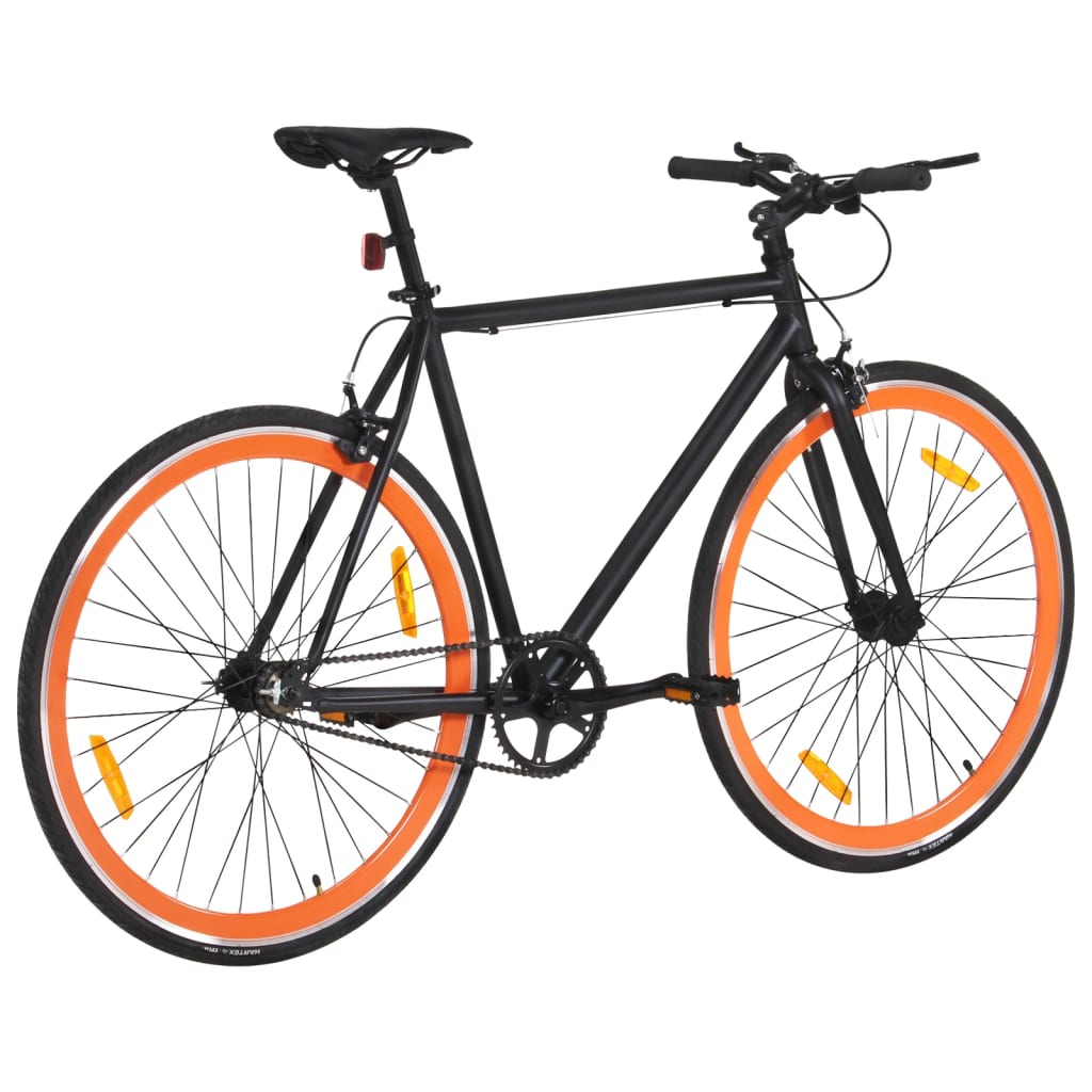 Single speed bicycle, black and orange, 700C 59 cm