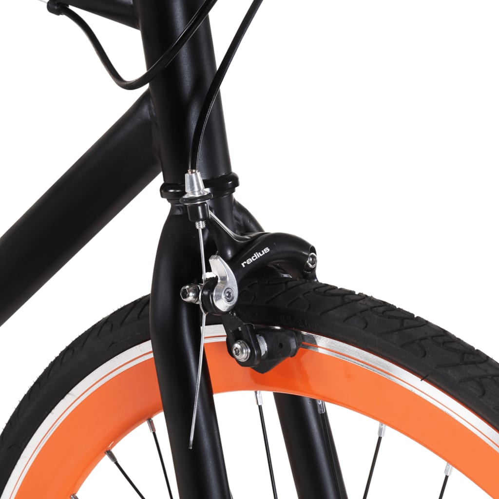 Single speed bicycle, black and orange, 700C 59 cm