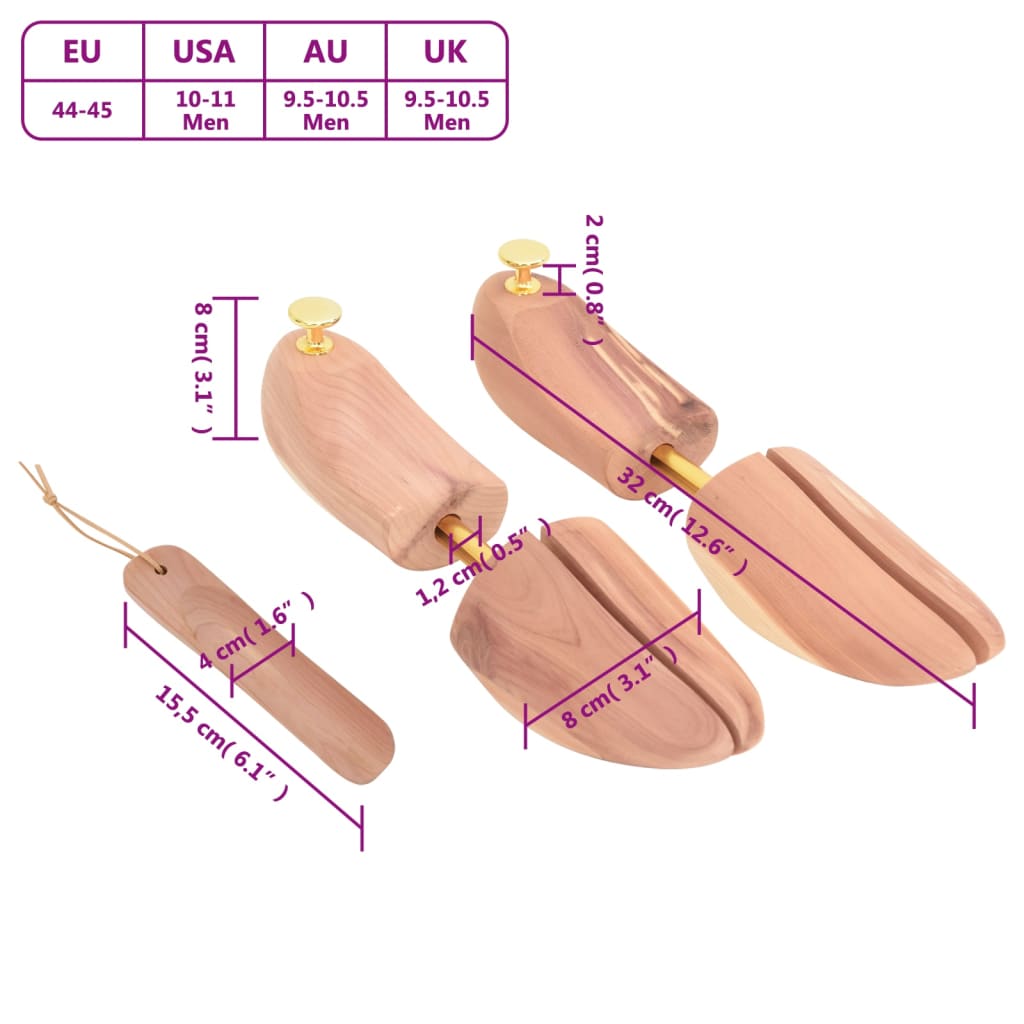 Shoe stretcher with shoe spoon, EU 44-45, cedar