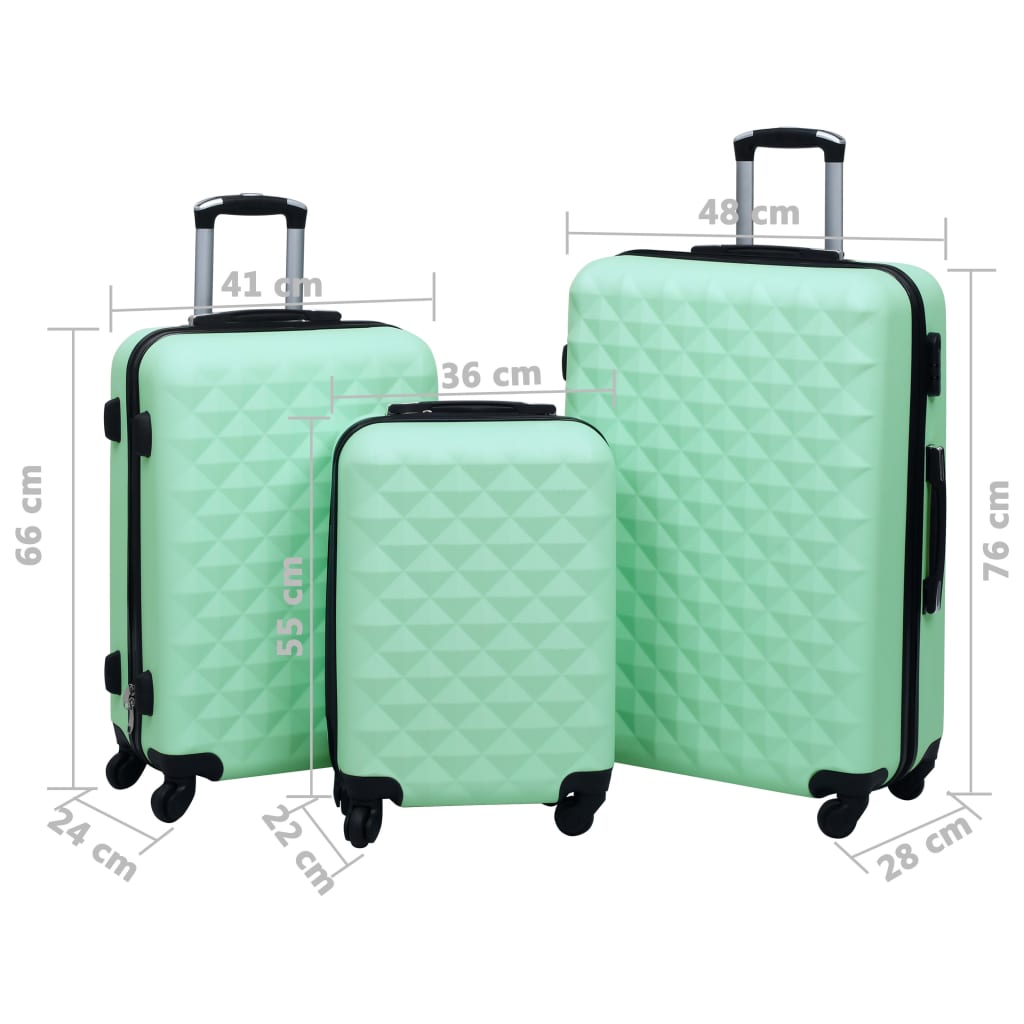 Hard case 3 pcs mint green ABS