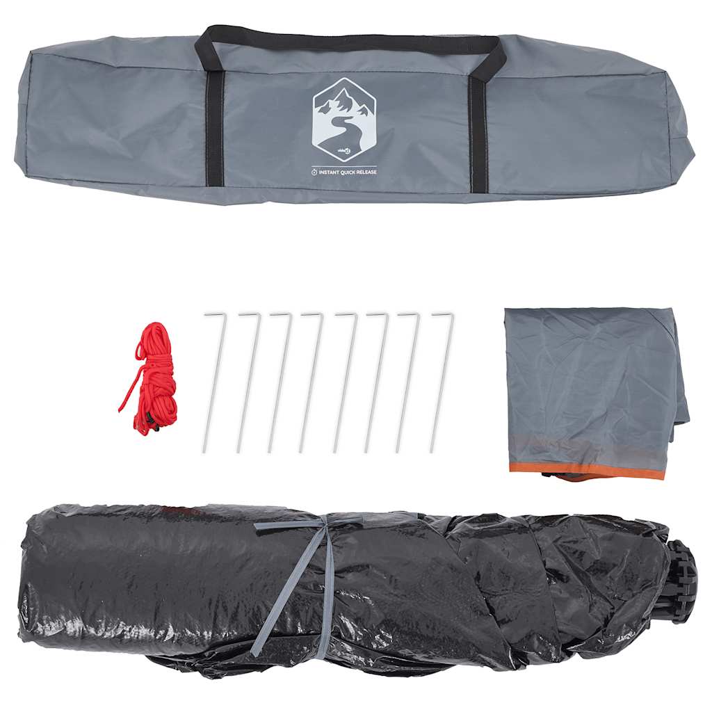 Camping tent for 3 people, dome, gray and orange, quick release