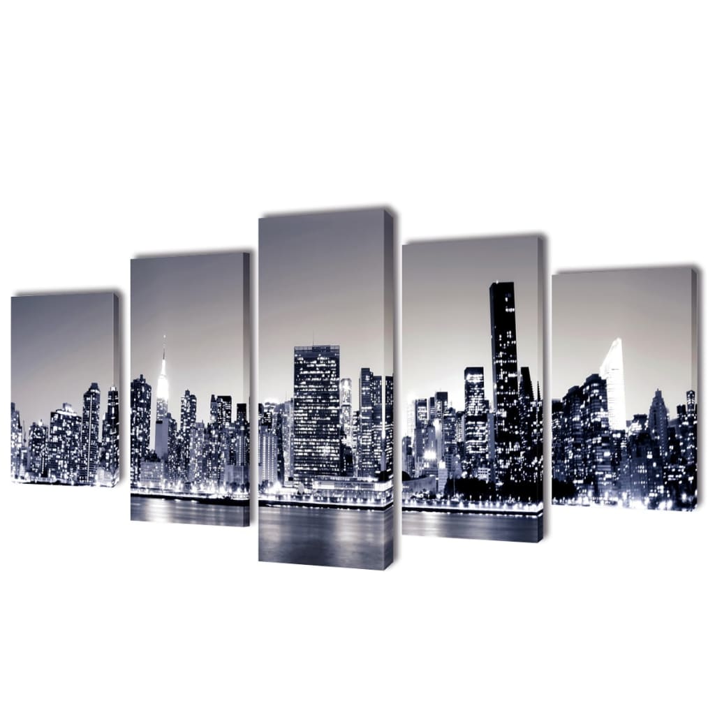 Black and white New York City skyline canvas on the wall 100 x 50 cm