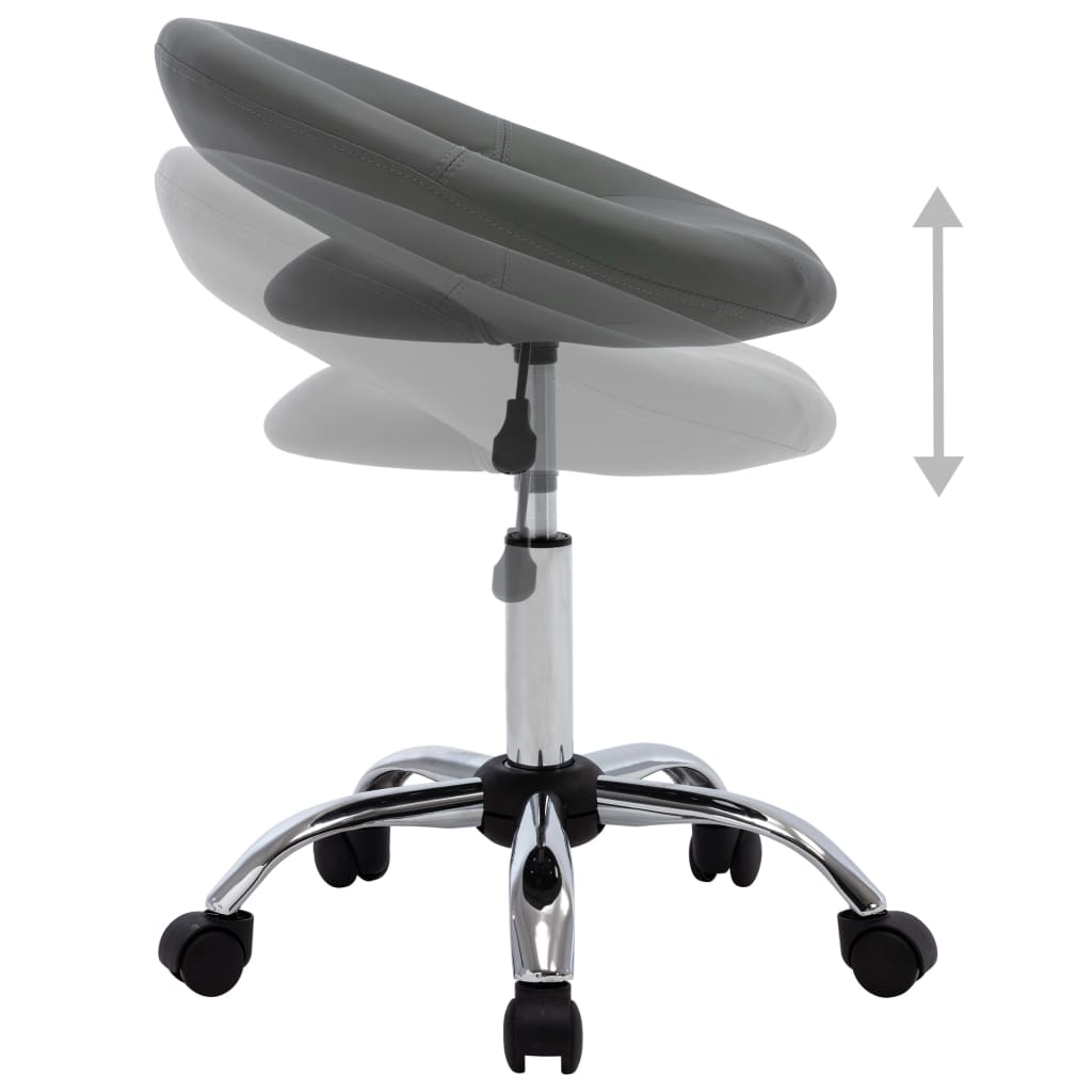 Office chair with wheels, gray, synthetic leather