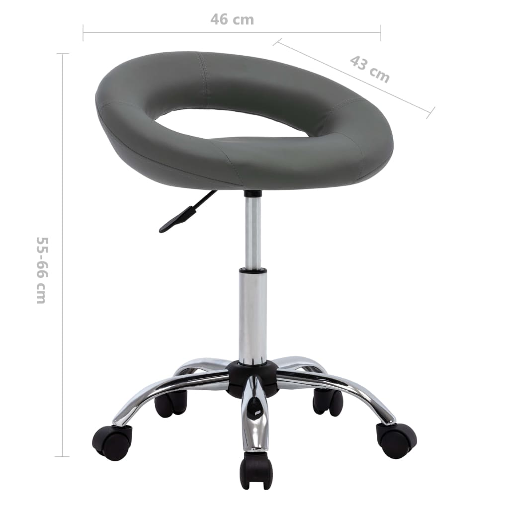 Office chair with wheels, gray, synthetic leather